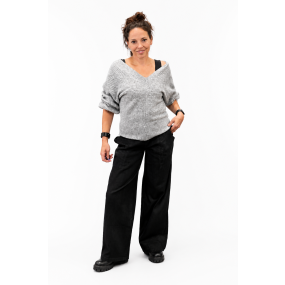 Knit V neck zilver