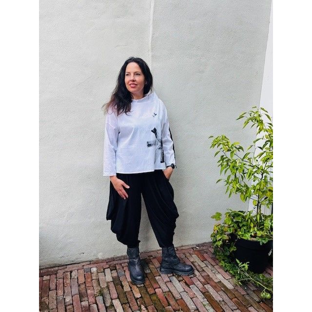 Bianca blouse wit verf