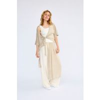 Fancy linnen knit vest  21746 natur