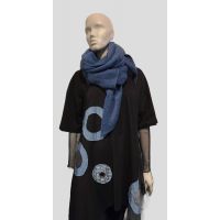 sjaal 60-220cm 80% viscose, 20% wol blauw-*