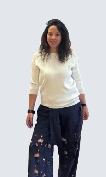 Isabella dot jaqurd sweater off white