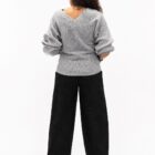 Knit V neck zilver