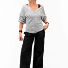 Knit V neck zilver