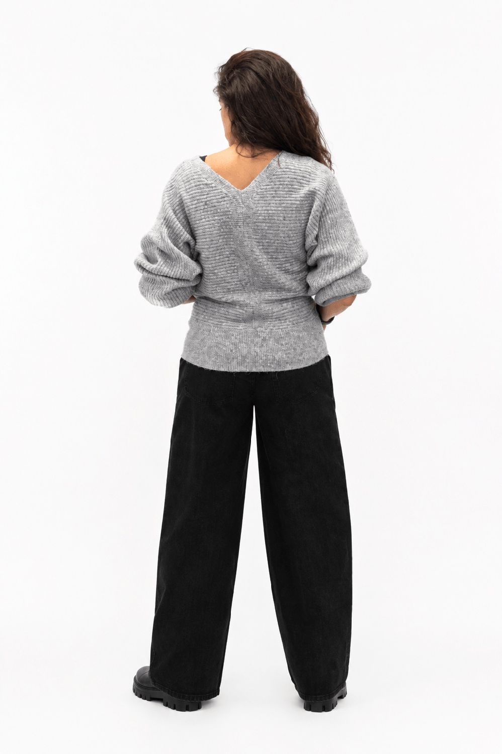 Knit V neck zilver