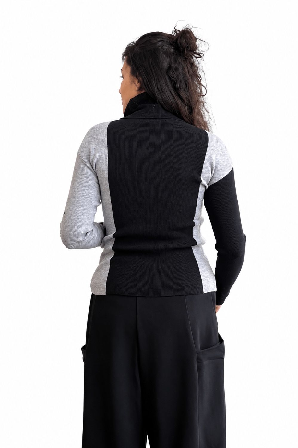 Trui sliertjes black/grey