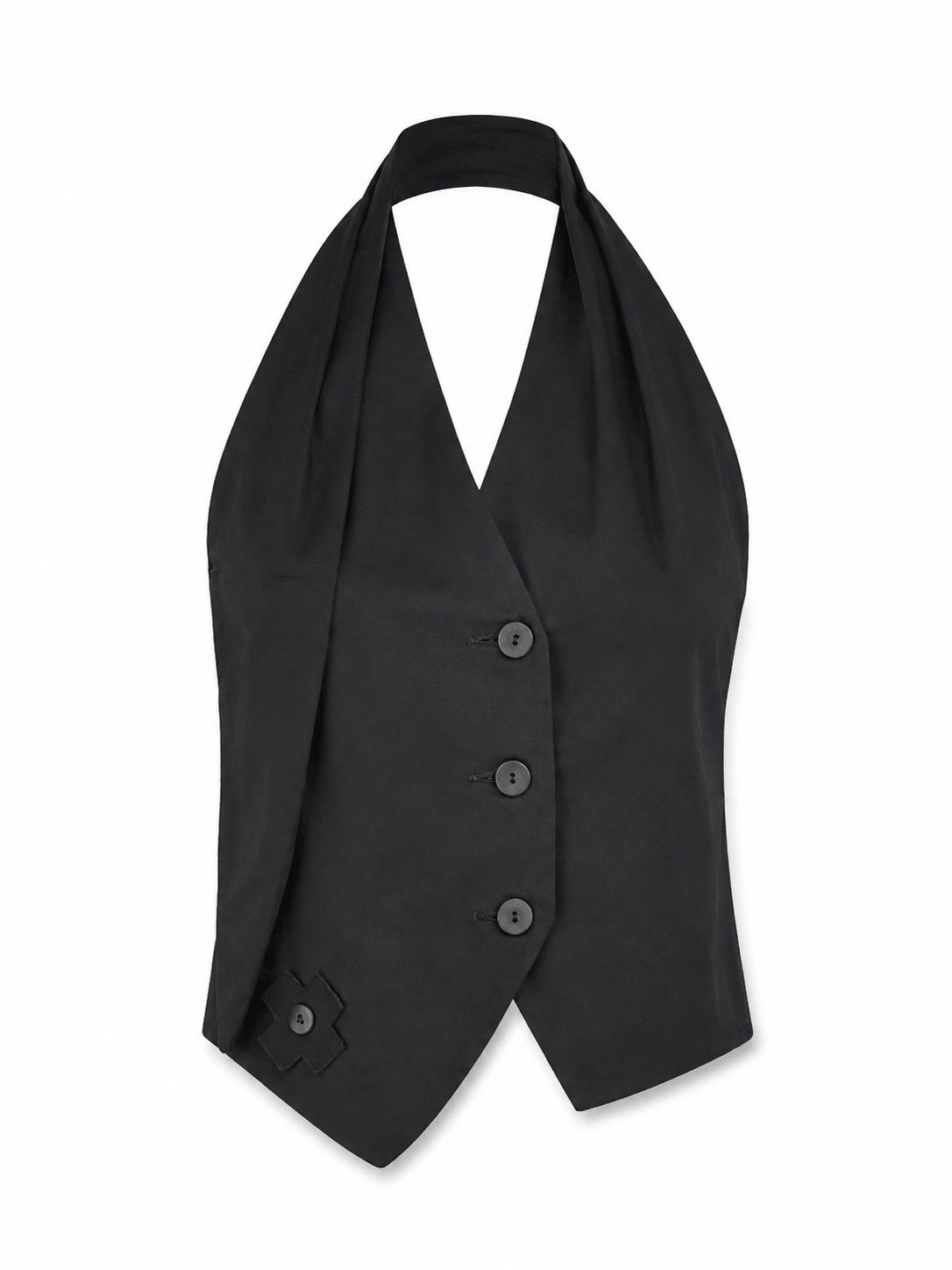 Tie neck vest black