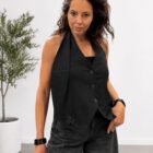 Tie neck vest black