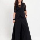 Tie neck vest black