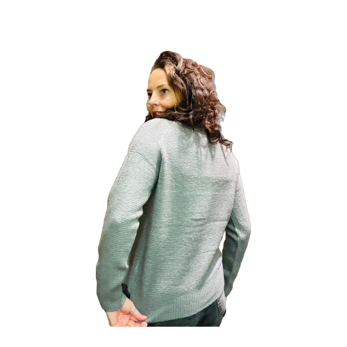 Saar pique cable pullover light grey